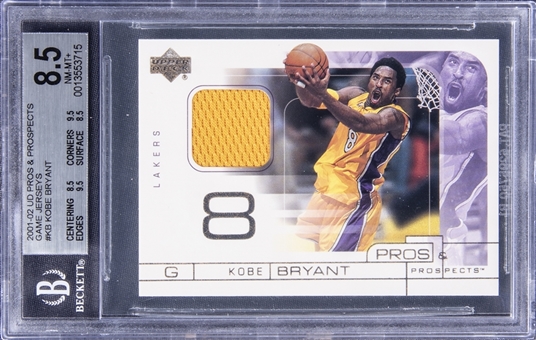 2001-02 Upper Deck Pros & Prospects "Game Jerseys" #KB Kobe Bryant Jersey Card - BGS NM-MT+ 8.5